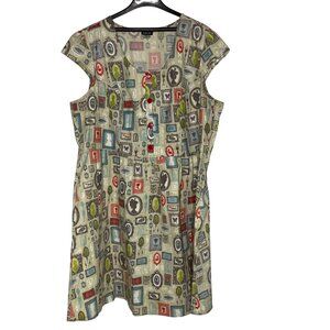 Retrolicious Portrait Picture Frame Dress Sz 4X Cotton Pinup Cap Sleeve